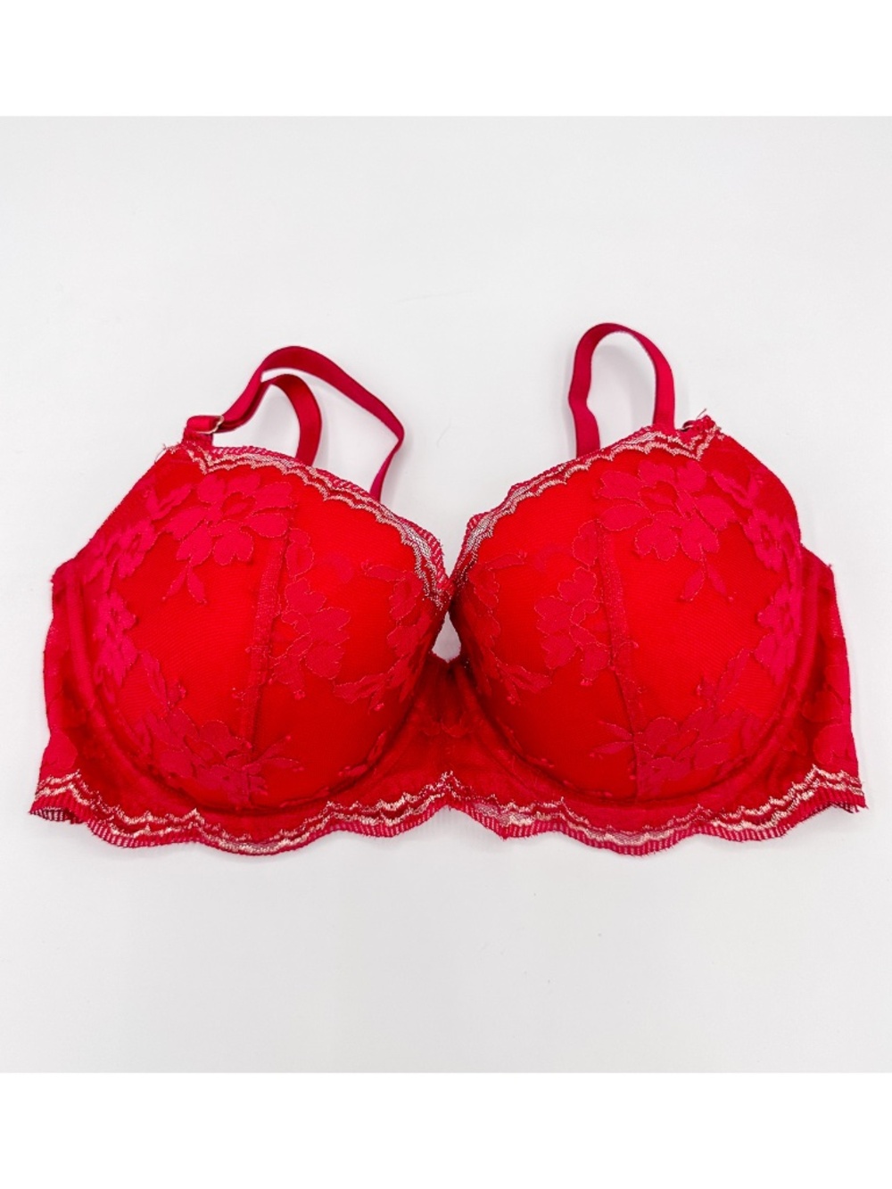 Victoria's Secret Red & Gold Lace Dream Angels Lined Demi Bra